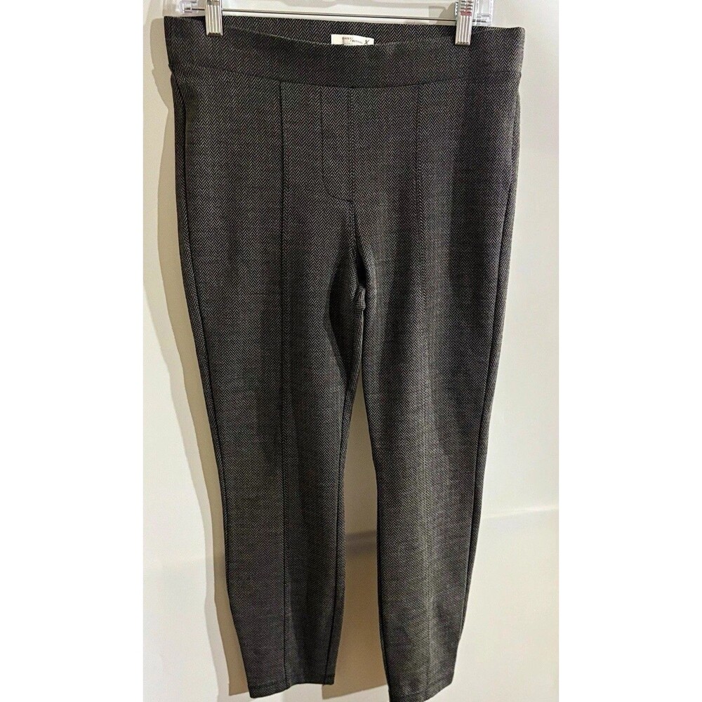 Daily Ritual Women’s Gray Herringbone Dress Pants Flat Front 25” Inseam, L short